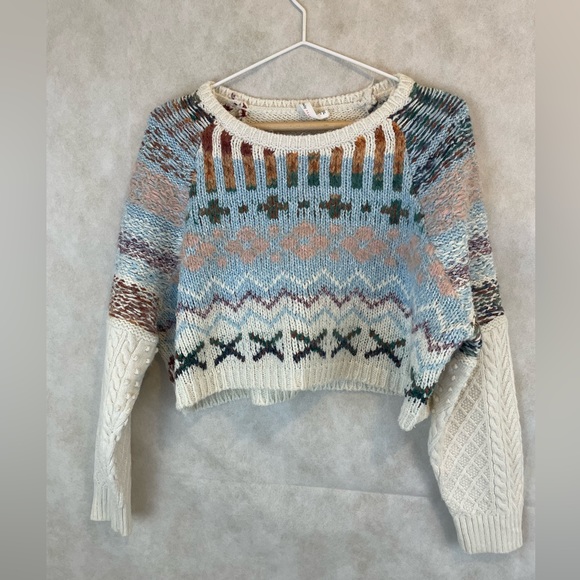 Anthropologie | Daily Practice Multicoloured Wool Cropped Sweater Size S/XS - Picture 3 of 13